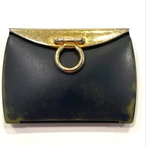Brass Flip Black Vintage Mirror Compact